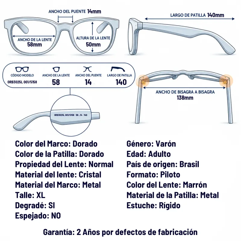 Ray-Ban Rb3025l 001/51-58-XL
