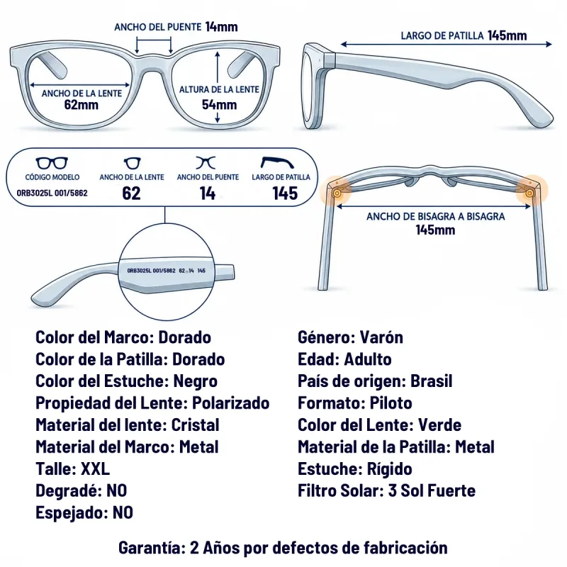 Ray-Ban RB3025L 001/58-62-XXL