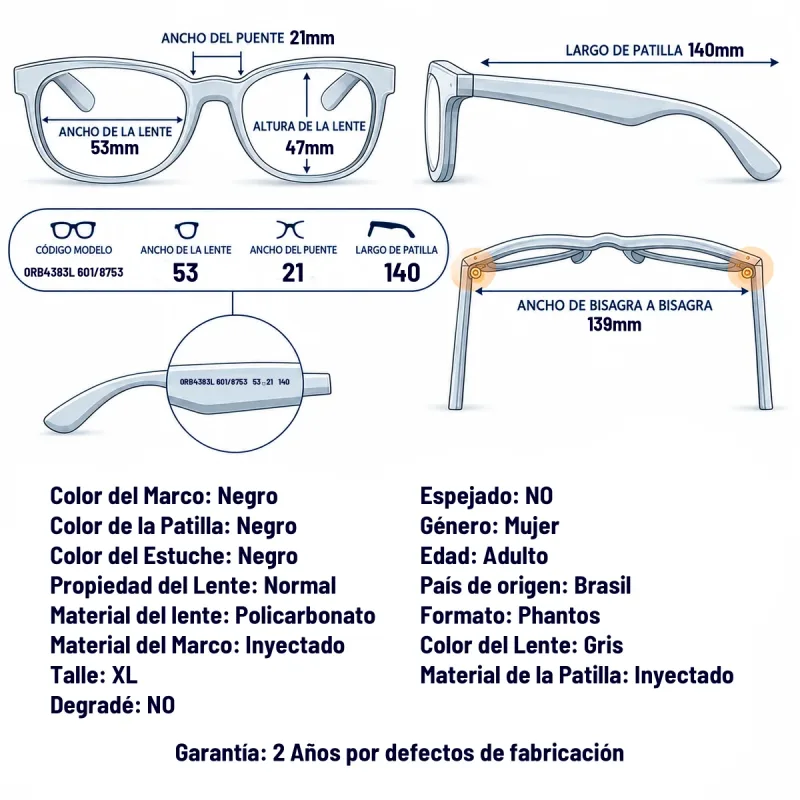 Ray-Ban Rb4383l 601/87-53-XL
