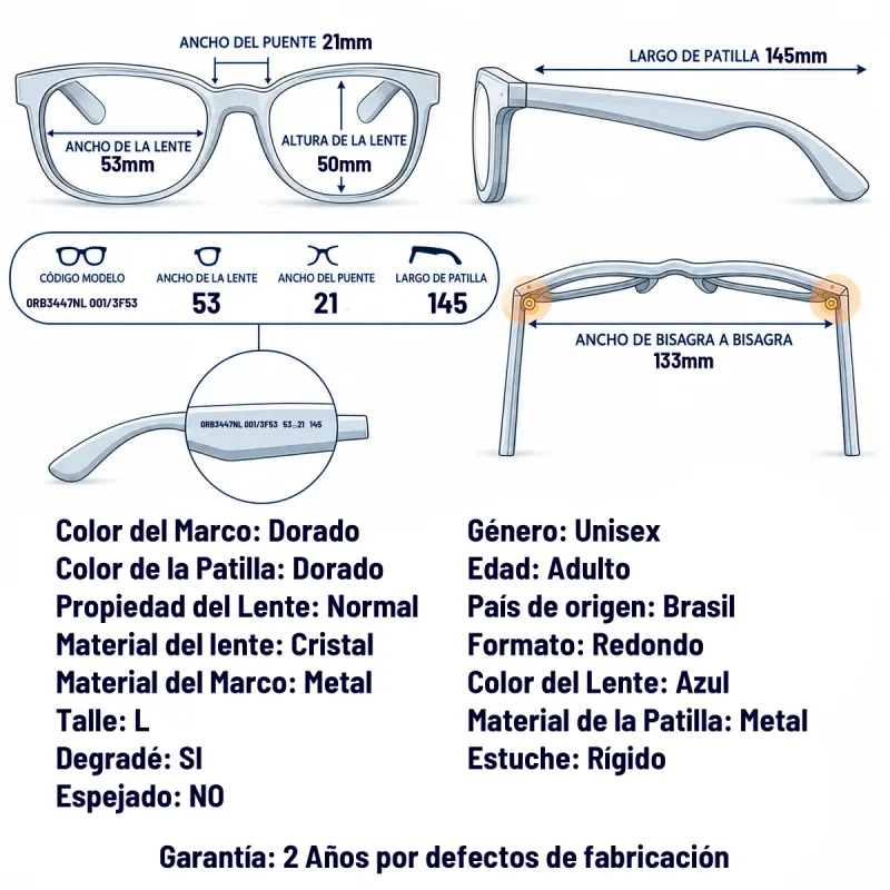 Ray-Ban Rb3447nl 001/3F-53-L