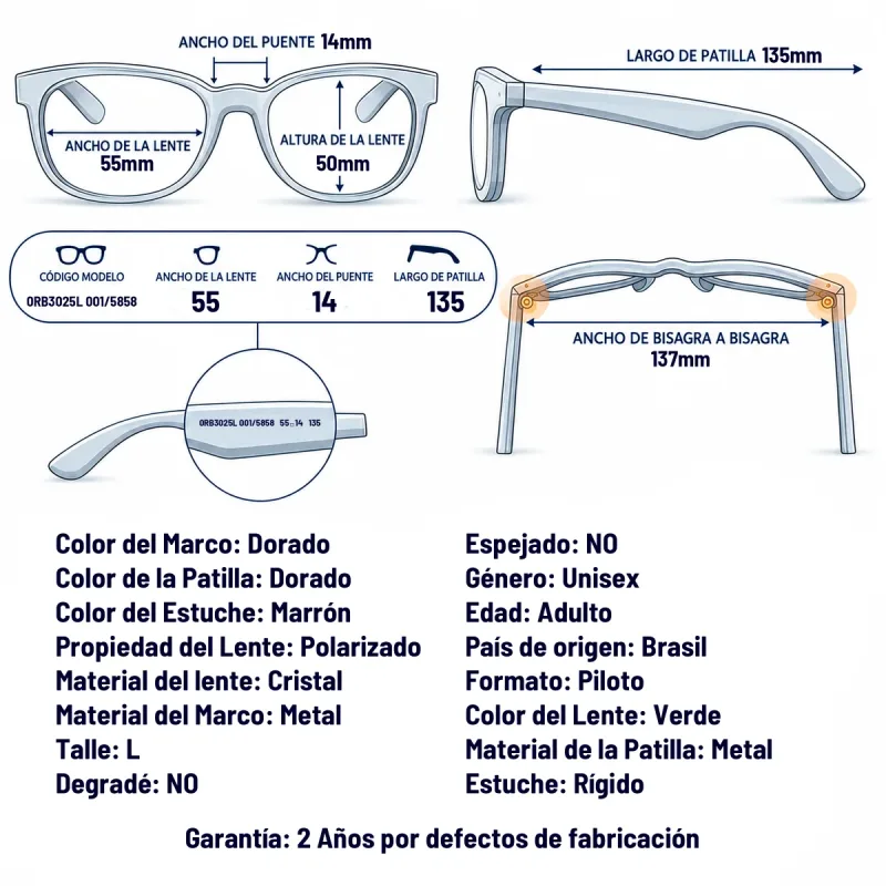 Ray-Ban RB3025L 001/58-58-L