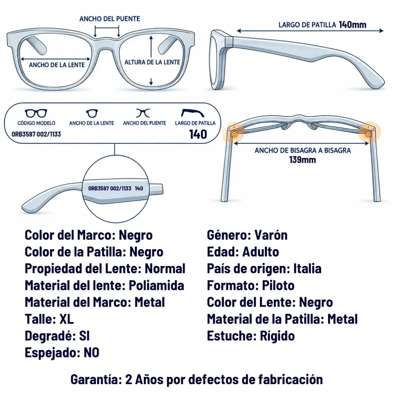 Ray-Ban Rb3597 002/11-33-XL