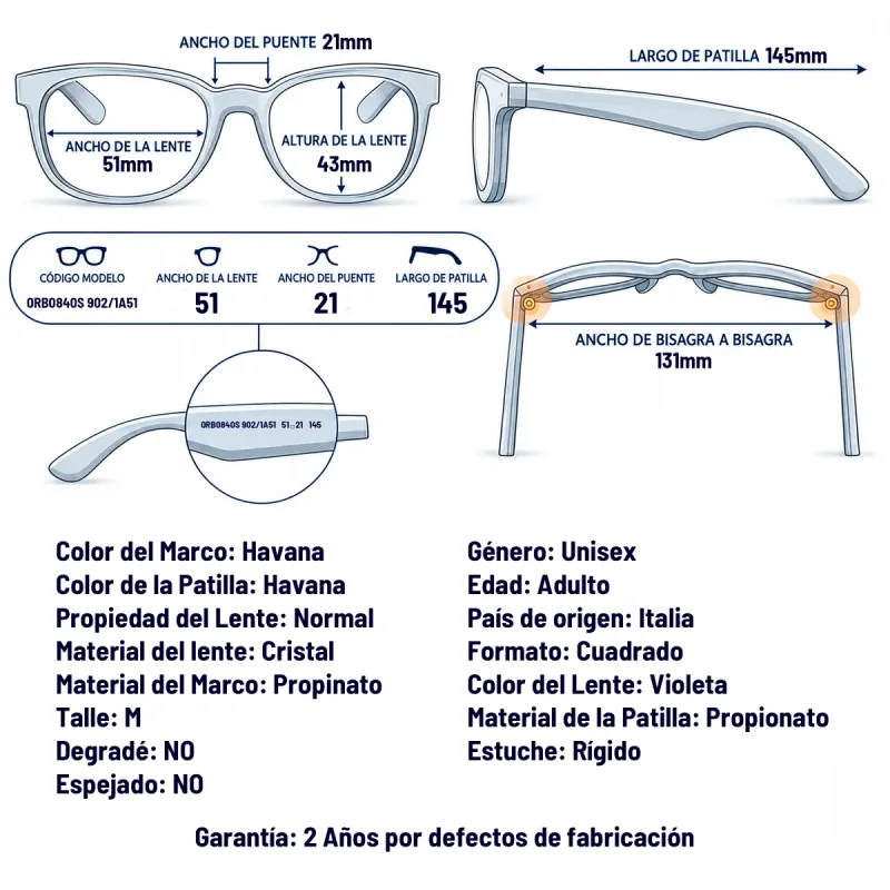 Ray-Ban Rb0840s 902/1A-51-M