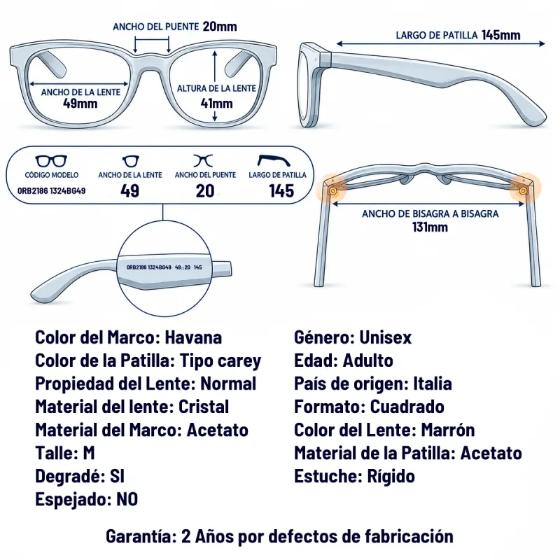 Ray-Ban RB2186 1324BG-49-M
