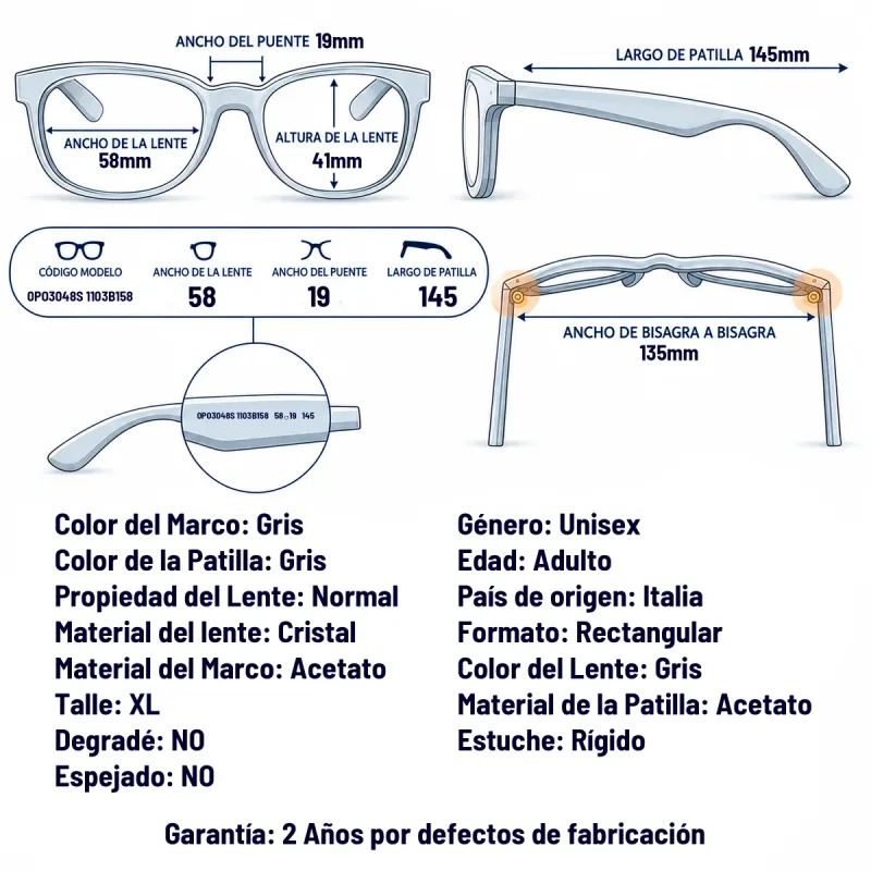 Persol PO3048S 1103B1-58-XL