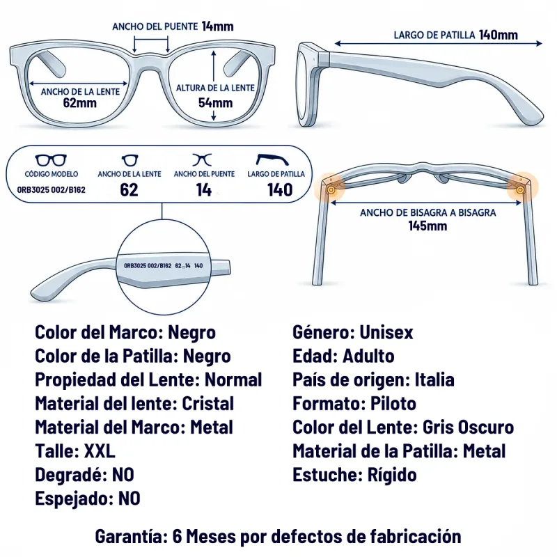 Ray-Ban RB3025  002/B1-62-XXL