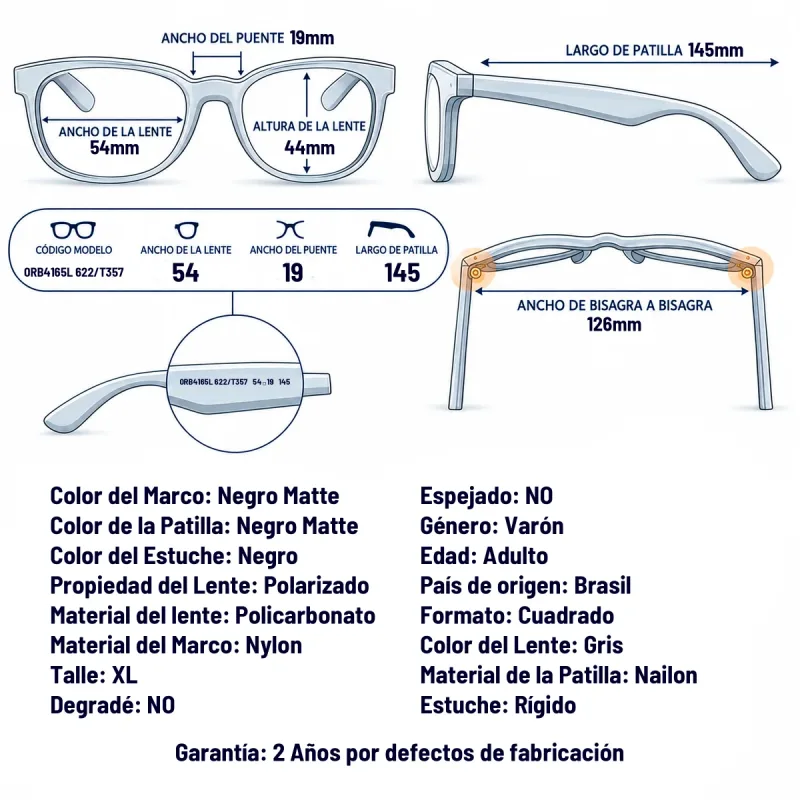 Ray-Ban RB4165L 622/T3-57-XL