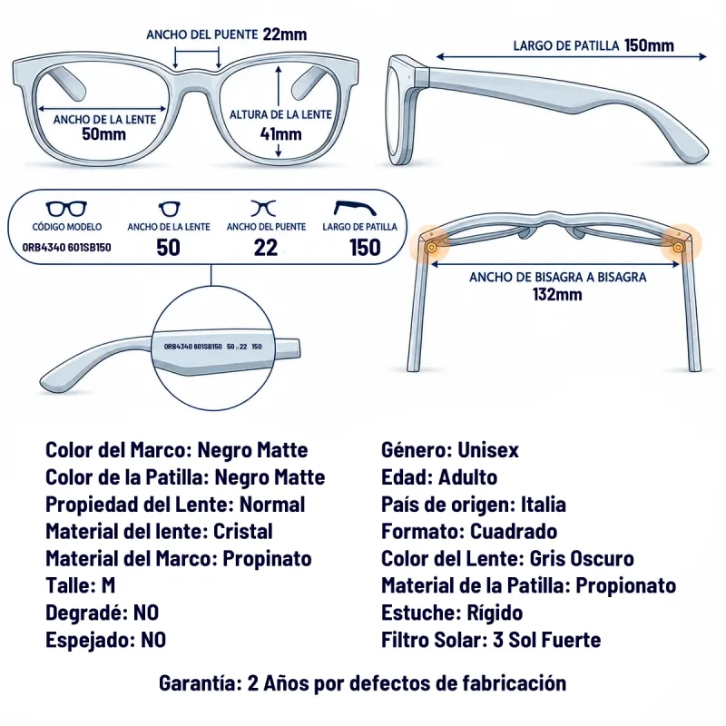 Ray-Ban RB4340 601SB1-50-M